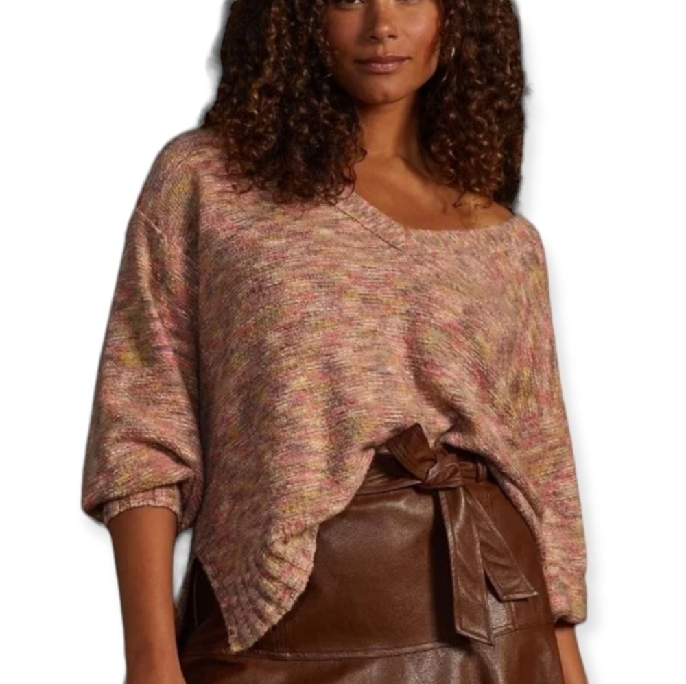 Anthropologie Pilcro oversized thick knit deep V neck sweater size L